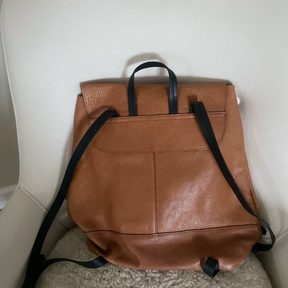 Zara Tan Genuine Leather Backpack - Picture 2 of 3